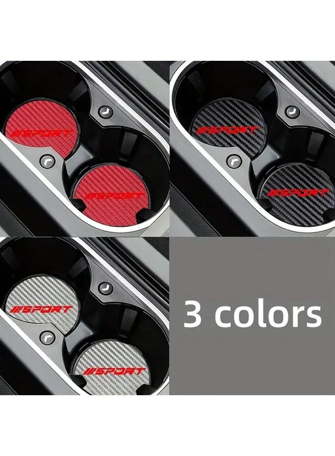 White Carbon Fiber Textured Faux Leather Car Coasters Set Of 2 For BMW Toyota Volkswagen Honda Hyundai - Image 3
